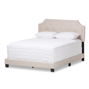 Baxton Studio Willis Modern and Contemporary Light Beige Fabric Upholstered Queen Size Bed